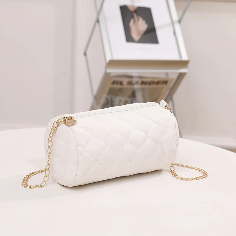 Women's Simple Commuting Crossbody Bag Fashionable New Versatile Chain Mini Cylindrical Bags Korean Female Small Shoulder Pack