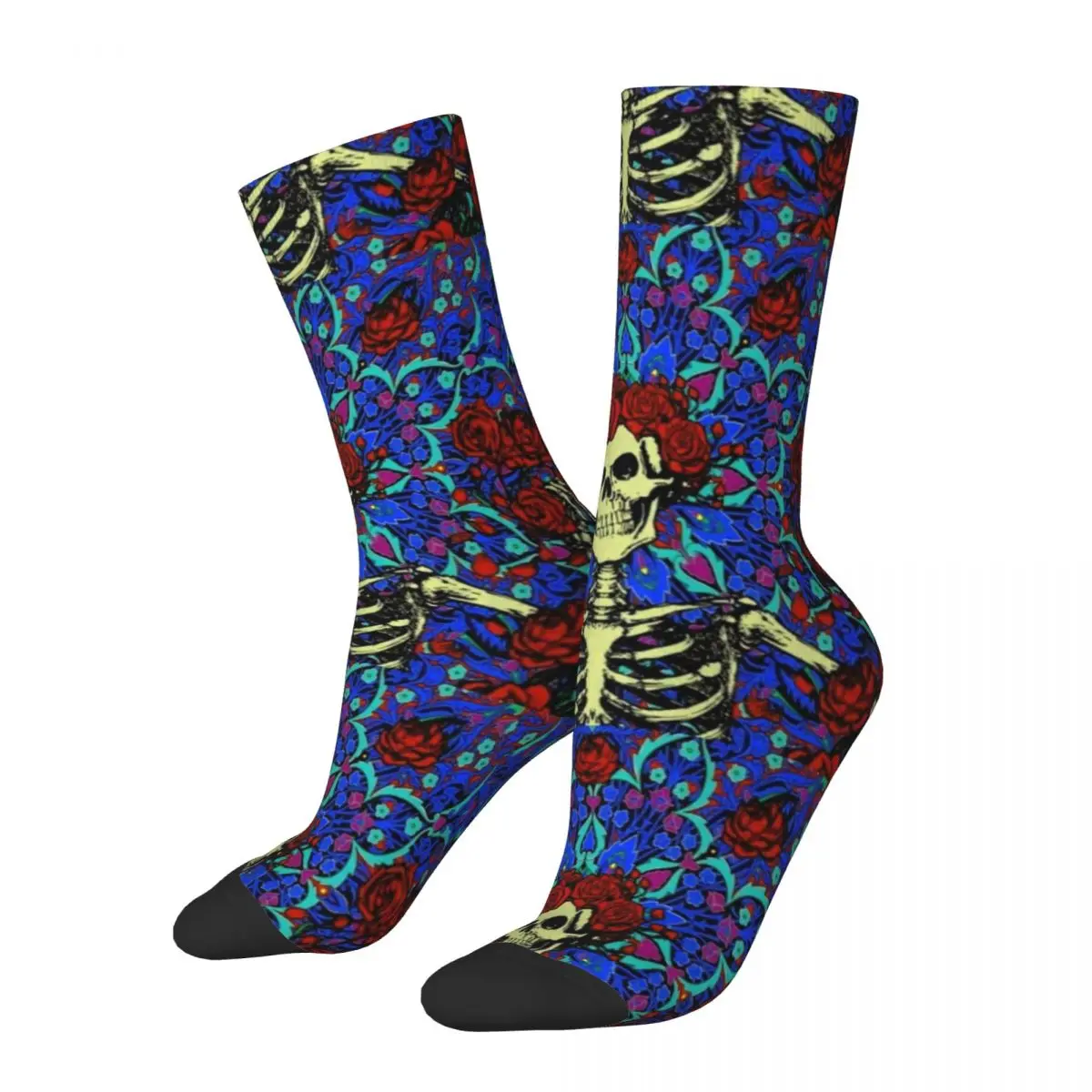 Psychedelic Grateful Day Of The Dead Roses Skeleton 3D Printing Socks Customized Socks Gift Wife Husband Customized Socks