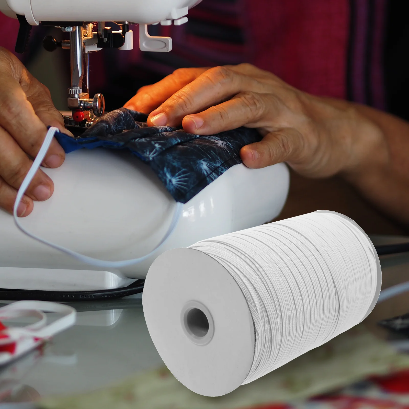 

180M Elastic Band For Wide Knit Rope Black White Thick Sewing Elastic Bedding Mask Sewing Cord Durable Versatile