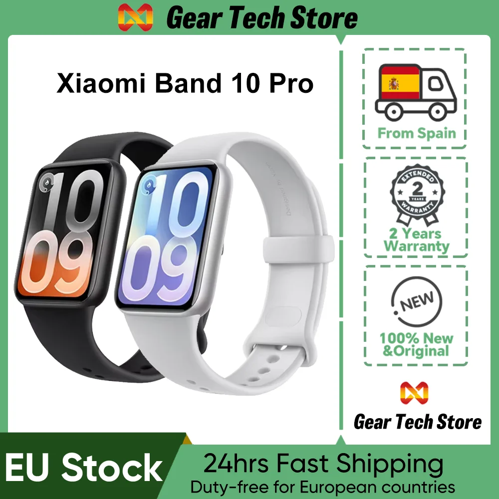XIAOMI Smart Band 10 Pro, bracelet intelligent, 21 jours, AMOLED noir 1,74", algorithme de sommeil amélioré, 21 jours, Android/iOS, plus de 150 sports, GNSS, 5 ATM