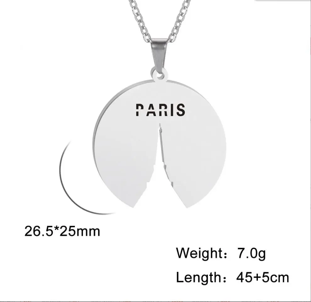 1PC Paris Eiffel Tower Necklace for Women Church Castle Landmark Building Neck Chains Stainless Steel Jewelry F1426