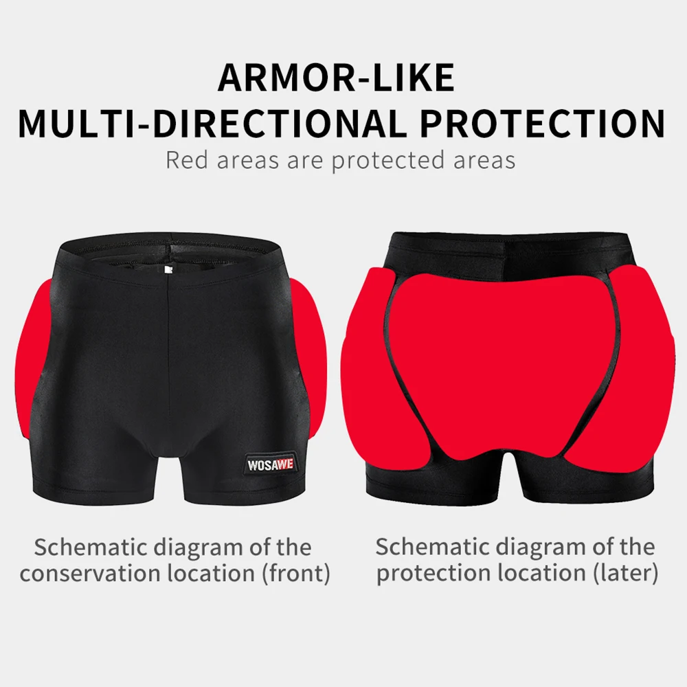 WOSAWE Children Aldult Protective Hip Pad Skiing Snowboard Protection Shorts EVA Roller Skate Butt Pad Pants Knee Protecter