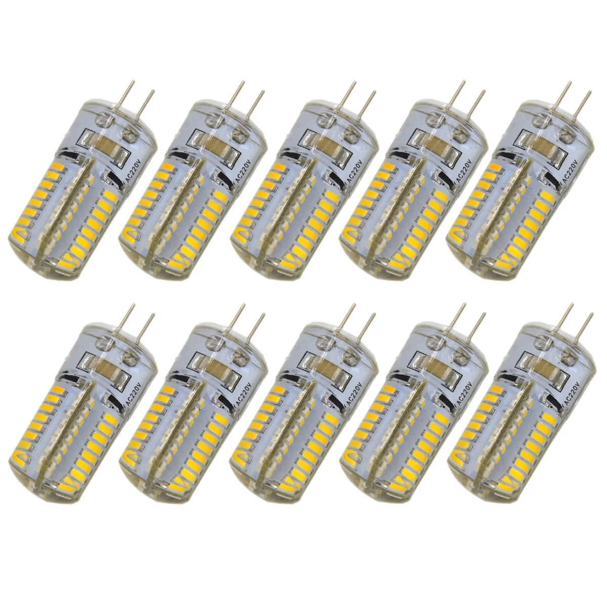 10Pcs G4 LED Bulb 220V 200lm Warm White 64-Smd 3014 Silicone Energy Saving Lighting G4 LED Bulb 220V