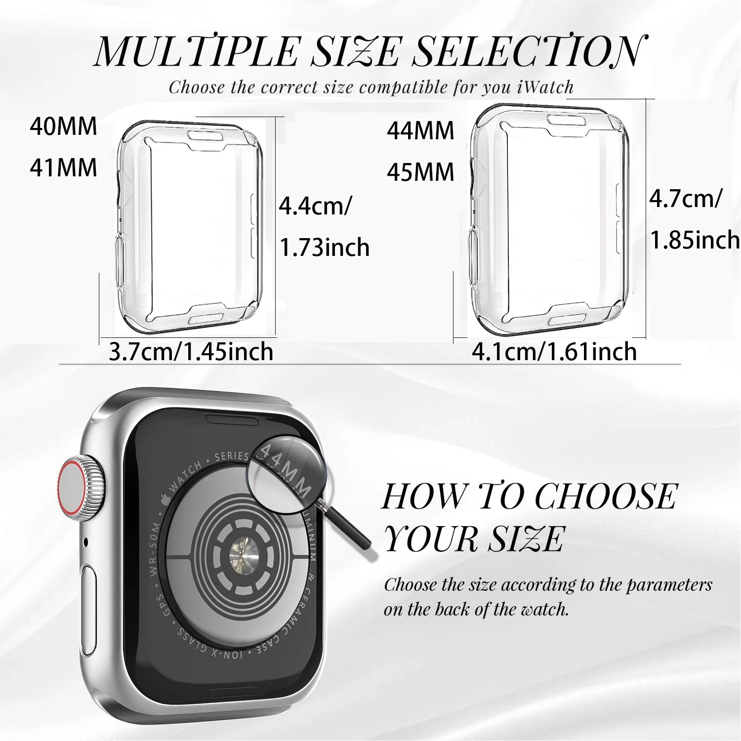 Protector de pantalla para funda de Apple Watch, 45mm, 41mm, 44mm, 40mm, 42mm, 38mm, TPU suave, a prueba de arañazos, cubierta de parachoques para