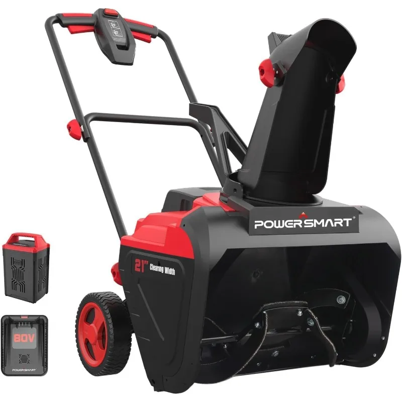 PowerSmart 80V 21-Inch Single Stage Cordless Snow Blower with 6.0Ah Battery and Charger