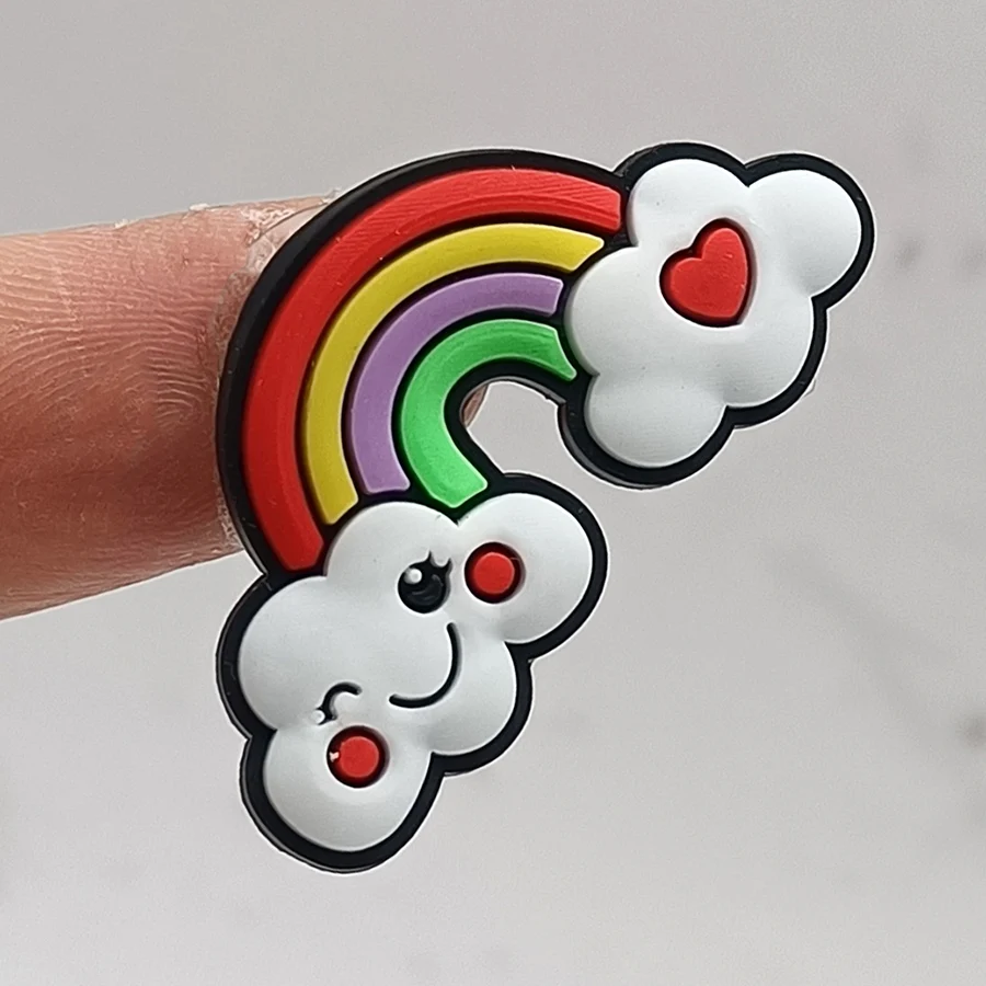 Novelty Colorful Rainbow PVC Shoe Charms Accessories Funny DIY Shoes Upper Pins Decoration Sandals Buckle Kid X-mas Party Gift image 6