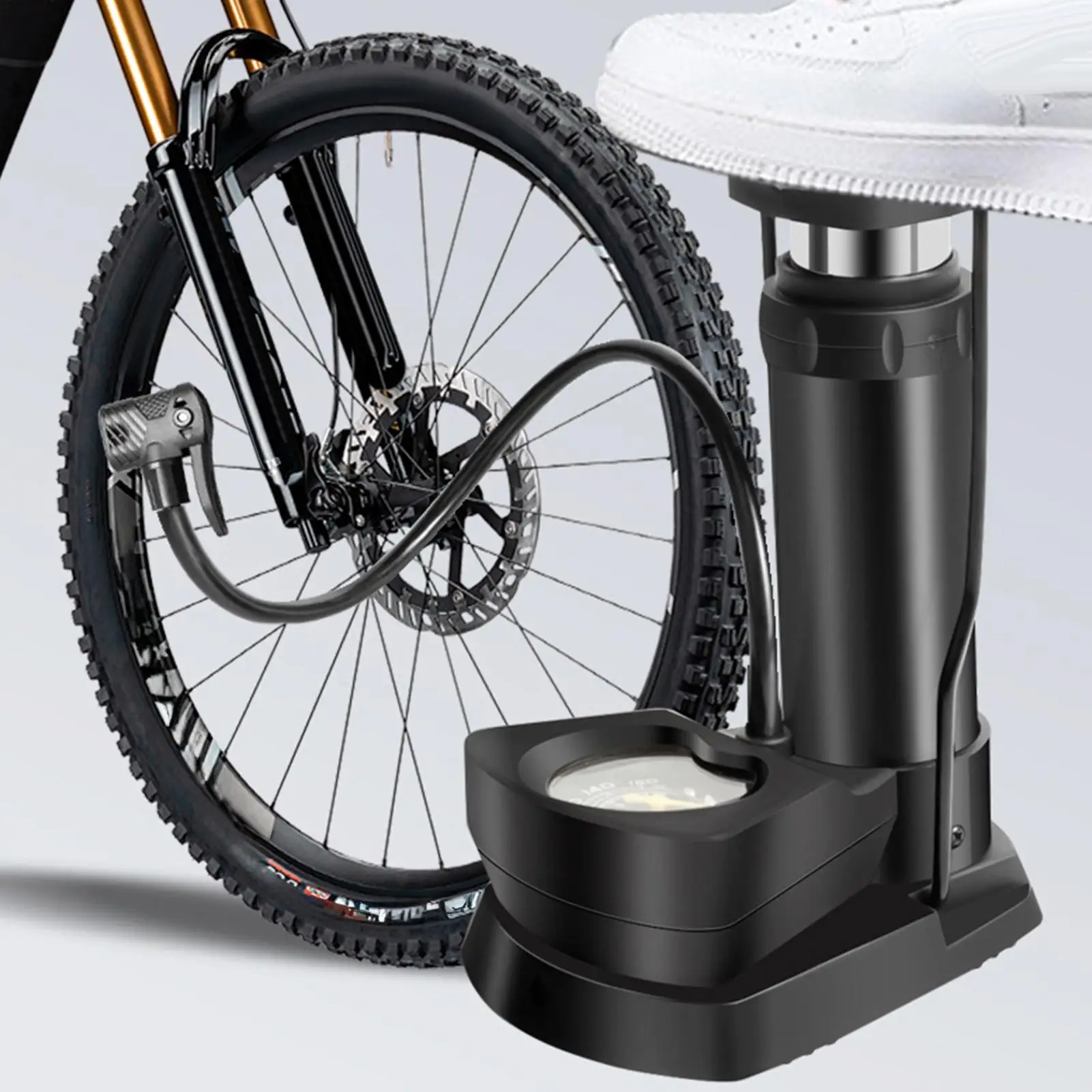 

Floor Pump Foot Press Portable Inflator 160 PSI High Pressure Car Floor Pump With Pressure Gauge And Needle Valve For Motorcycle