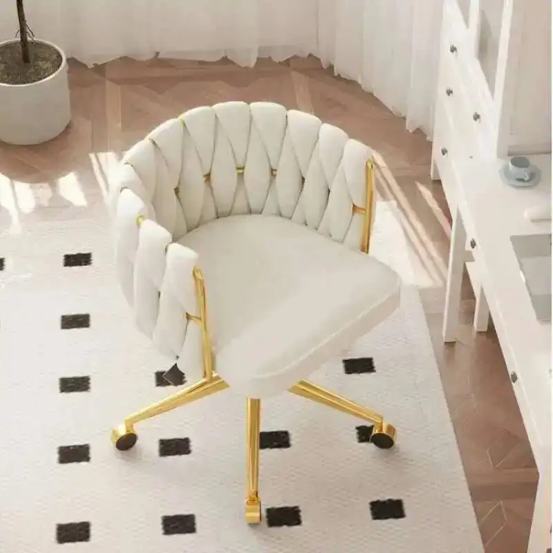Room Nordic Living Luxury Chair Velvet Computer Chair Bedroom Dressing Stool Front Desk Office Chair INS Anchor Makeup Chair