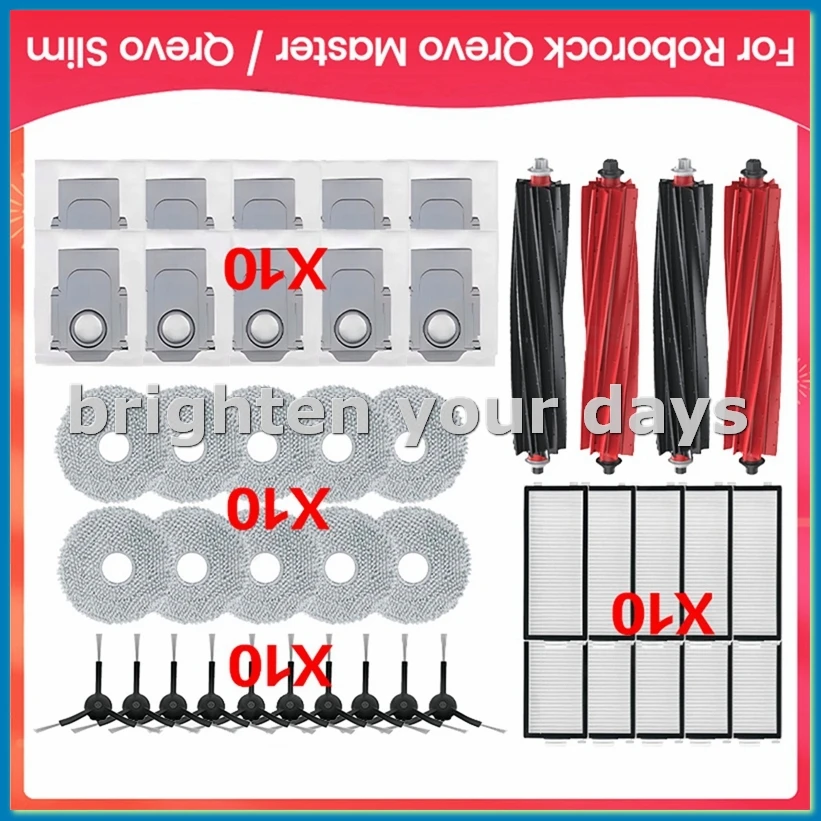 

Аксессуары для Qrevo Master / Qrevo Slim: боковая щетка, HEPA-фильтр, салфетка для влажной уборки, мешки для сбора пыли — Part-A63M