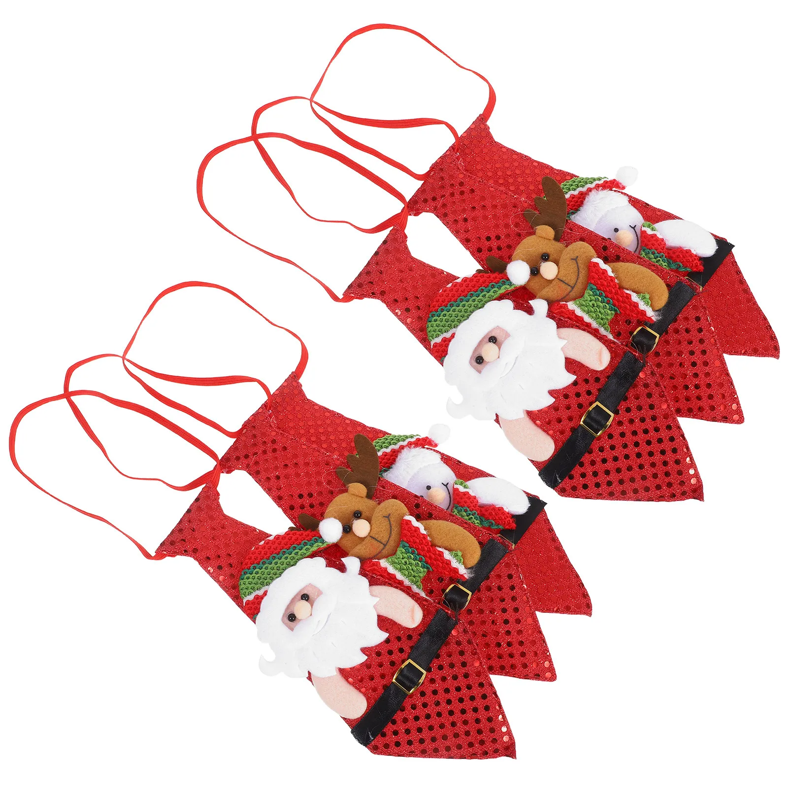 6Pcs Men Xmas Neck Ties Christmas Printed Fabric Lightweight Holiday Party Neckties Suit Decoration Neck Ties Men Tie