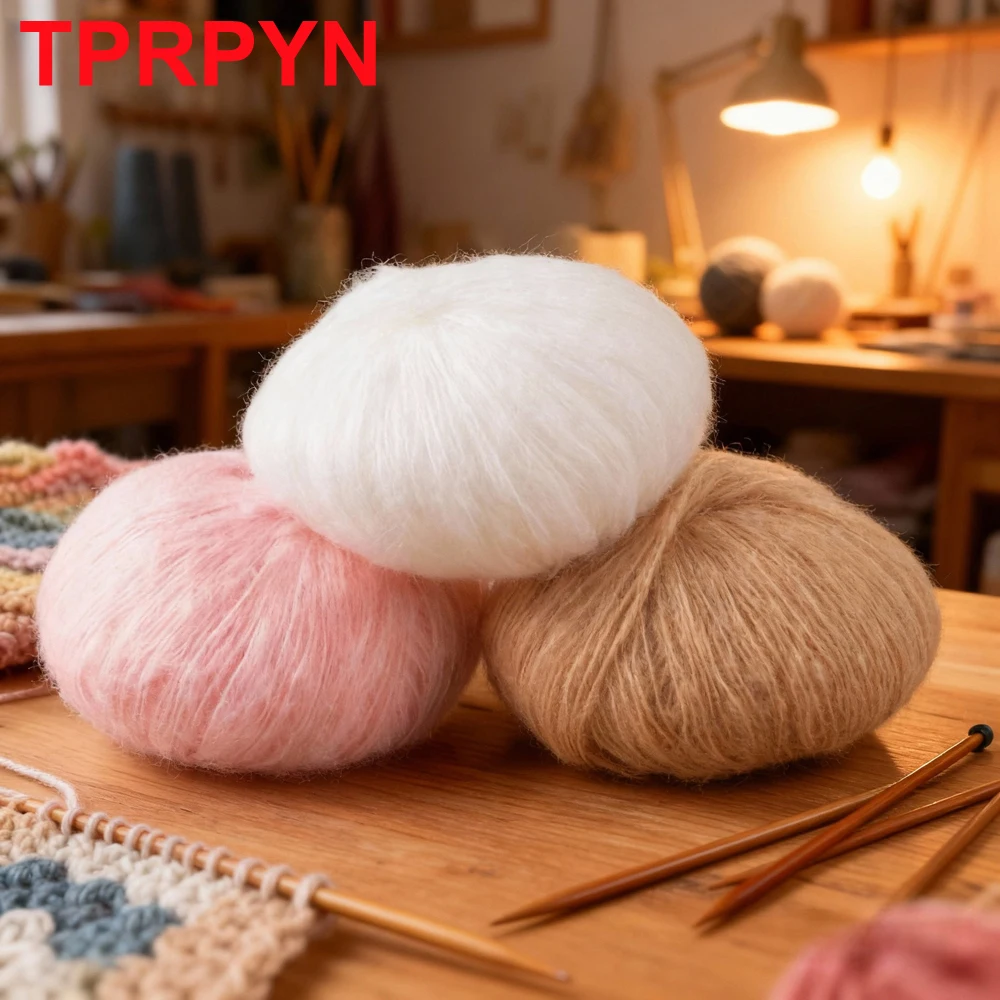 1 Stück 25 g Mohair-Garn zum Stricken von Pullover, Schal, Schal, Häkeln, handgestrickt, flauschig, lange Plüschlinie