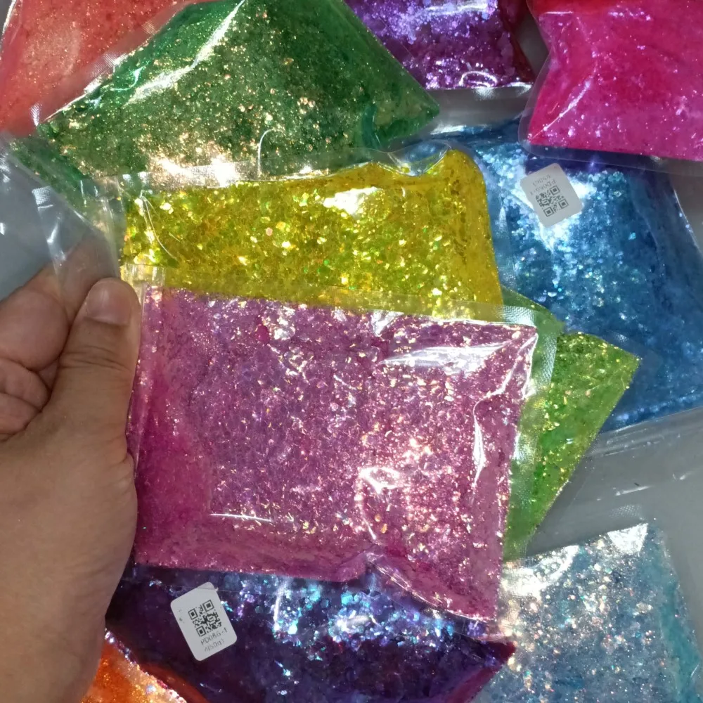 1 Bag (50g) Iridescent Glitter Irregular Nail Sequins AB Mermaid Flakes Hexagon Spangle Pailliette Mixed Powder Nail Art Glitter