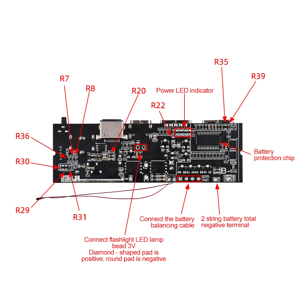 PD 65W100W 21700 Charging Board Dual Fast charging 6-port Mobile Power Bank Module DIY USB Power Bank Board