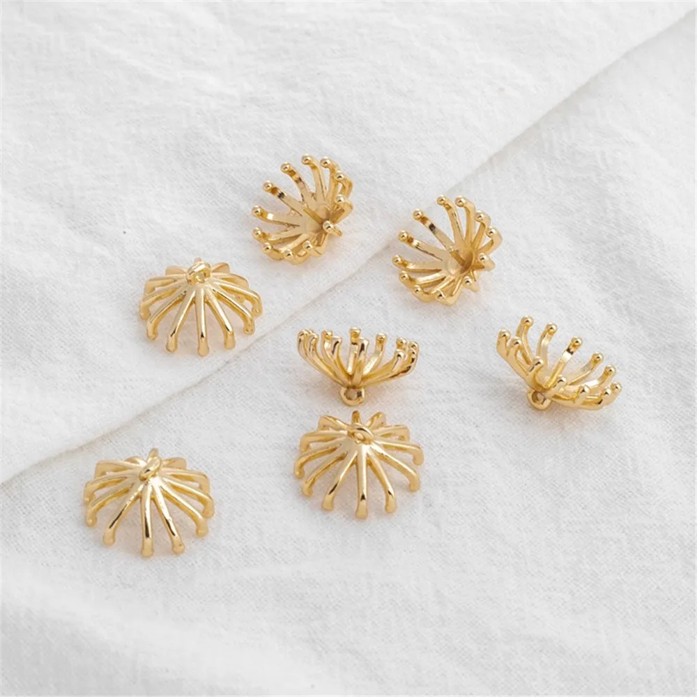 

14K Gold Claw Bead Holder with Needle Pendant, Pearl Claw Holder, DIY Handmade Material Accessories