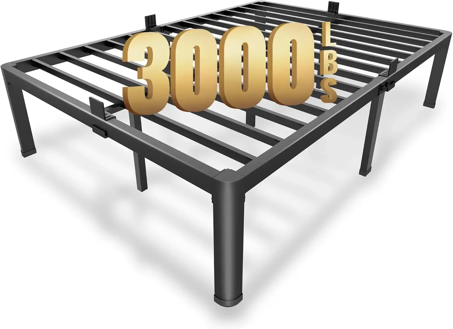 12 Inch Metal Platform Bed Frame with Round Corner Legs, Mattress Slide Stopper, 3000 LBS Heavy Duty Steel Slats Support