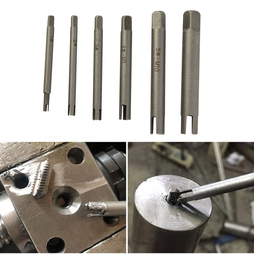 6-Piece Set Of Broken Thread Tap Extractors, M5, M6, M8, M10 Sizes. Tools For Removing Broken Screws. Repair Shop Equipment.