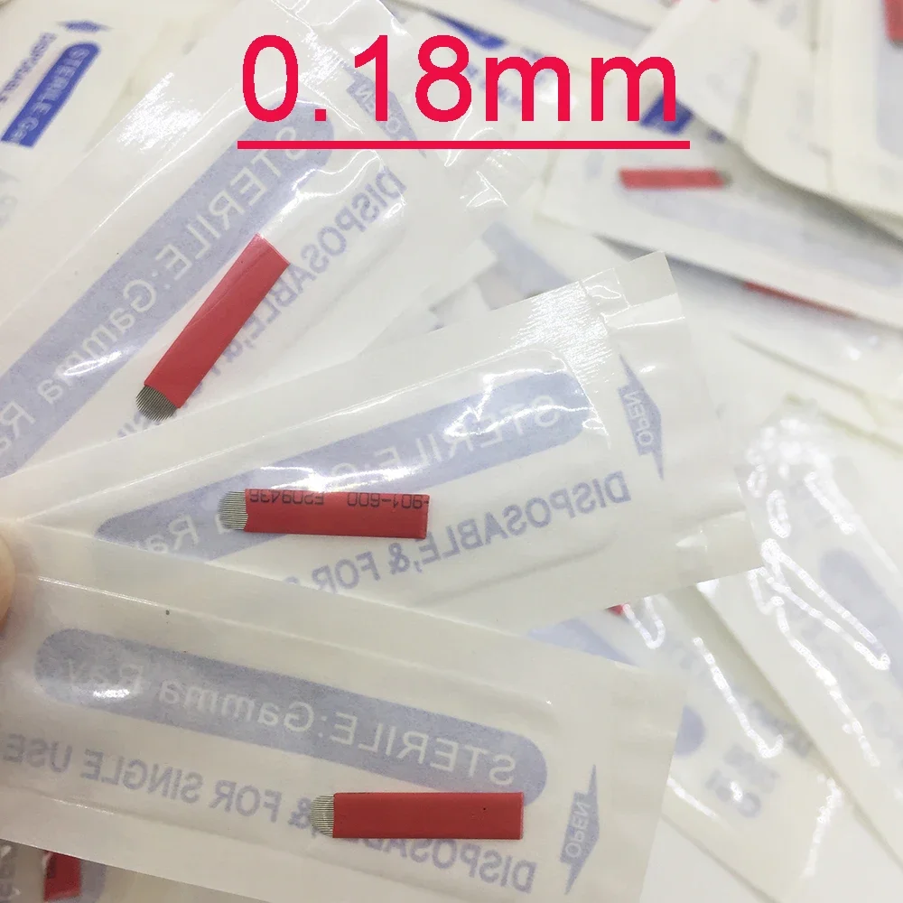 0.18mm 200PCS Blades Tattoo Needles 12 14 16 18Pin Permanent Makeup Eyebrow Needles For 3D Embroidery Manual Pen