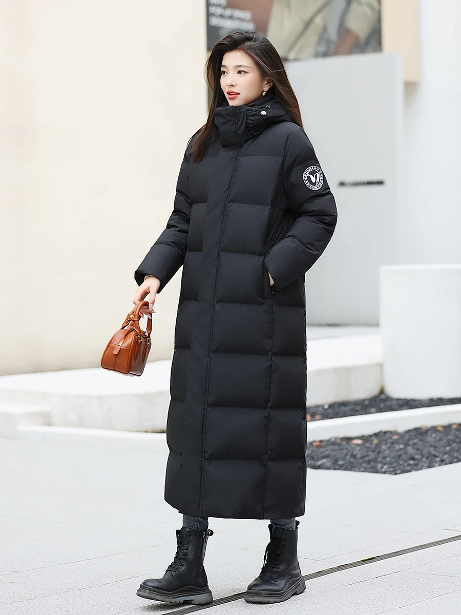 Great Quality Longer Hooded Down Coats Winter Women\'s 90% down Thicker warm down coats female warm jacket Fluffy Parkas wy2098