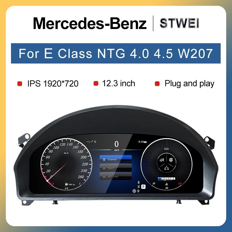 

For Mercedes Benz E class W207 A207 NTG 4.0 NTG4.5 Car LCD Dashboard Digital Cluster instrument 12.3inch QLED Panel Linux System