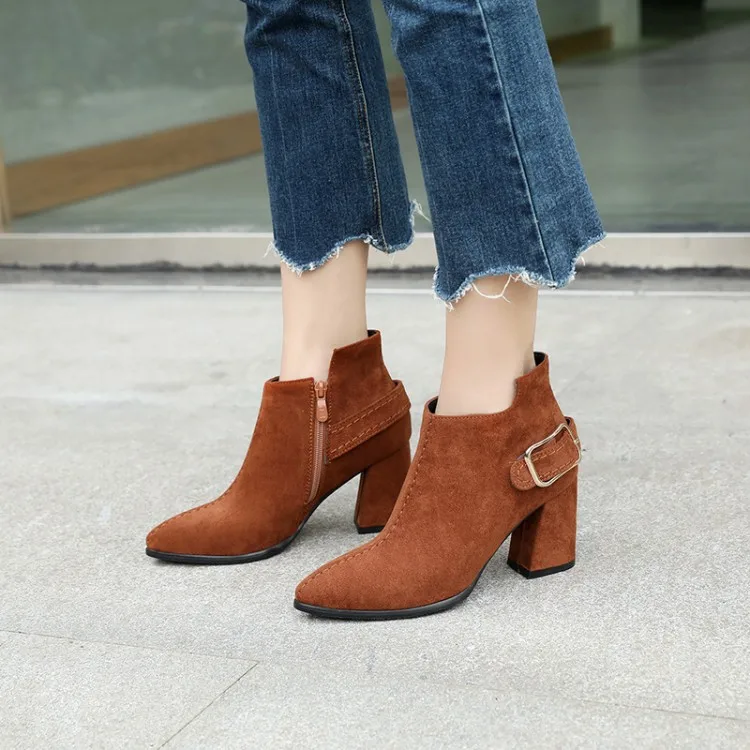 Big Size 9 10 11-16 boots women shoes ankle boots for women ladies boots shoes woman winter Pointed pure color