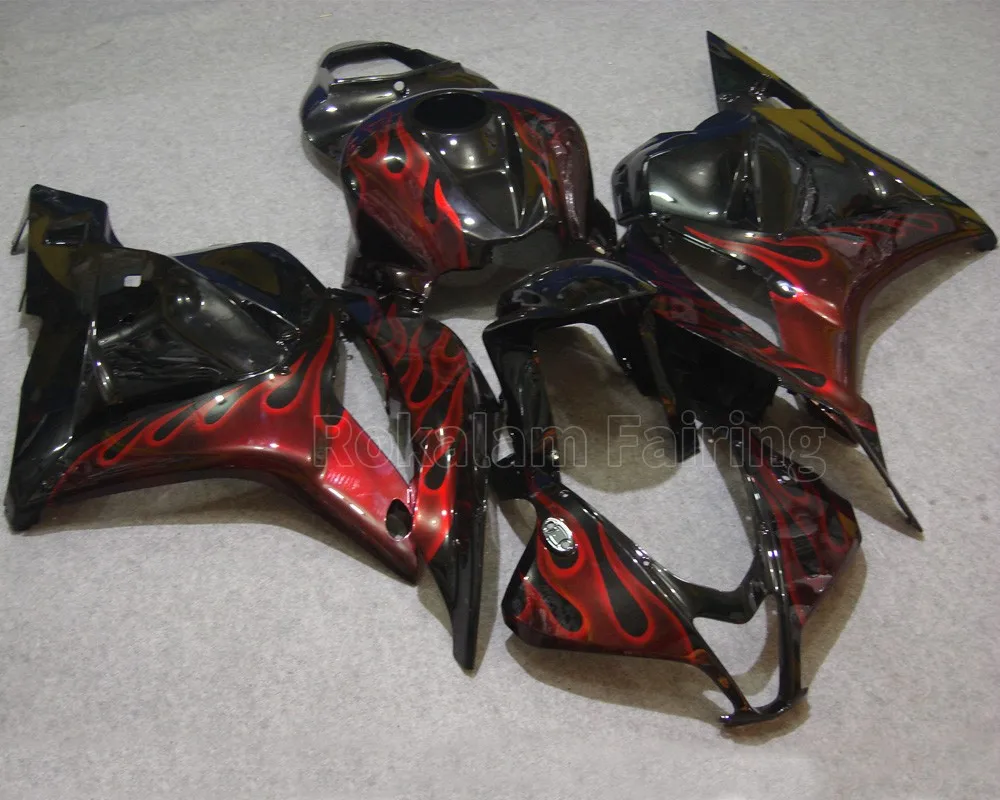 09 10 11 12 Fairing Kit For Honda CBR600RR F5 2009-2012 Black Red Flame Motorcycle Fairings (Injection Molding)