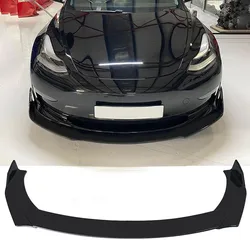 Negro coche parachoques delantero labio barbilla alerón divisor cuerpo Kit protector difusor Deflector labios brillantes para Tesla modelo 3 2017-2020