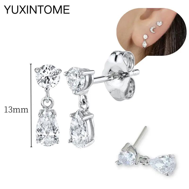 Ohrnadel aus 925er-Sterlingsilber, modische Creolen, weißer Kristall, luxuriöse Damen-Silberohrringe, Hochzeit, Damenschmuck, Geschenk