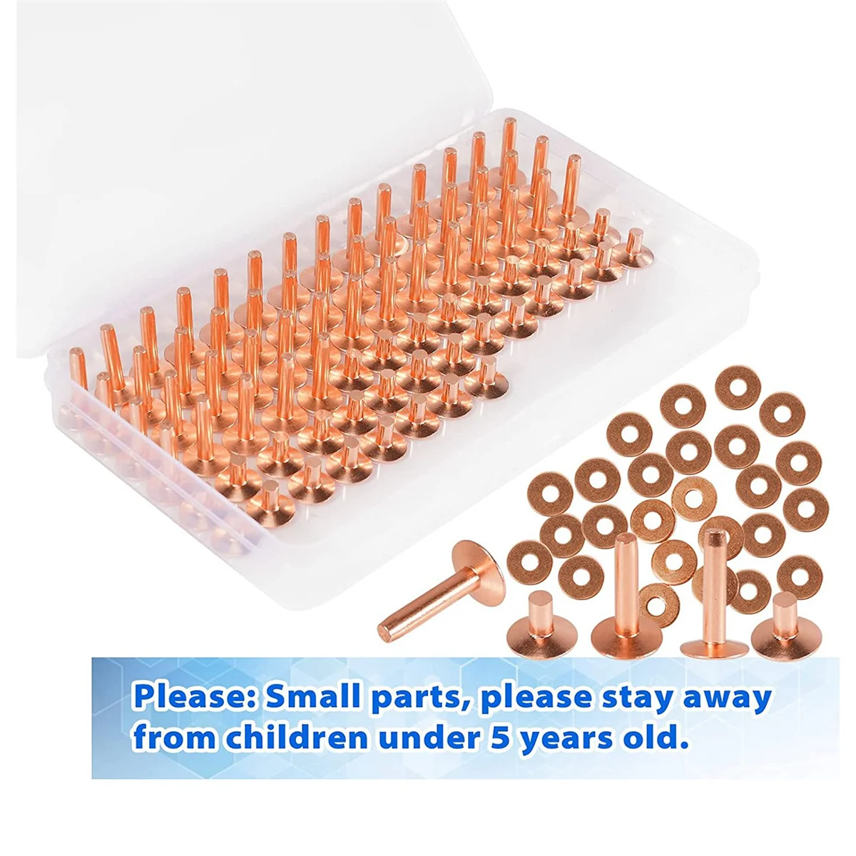 154Pcs Copper Rivets for Leather,Smooth Leather Rivets, Pure Copper Rivets and Burrs for Leather Work Jeans Jacket