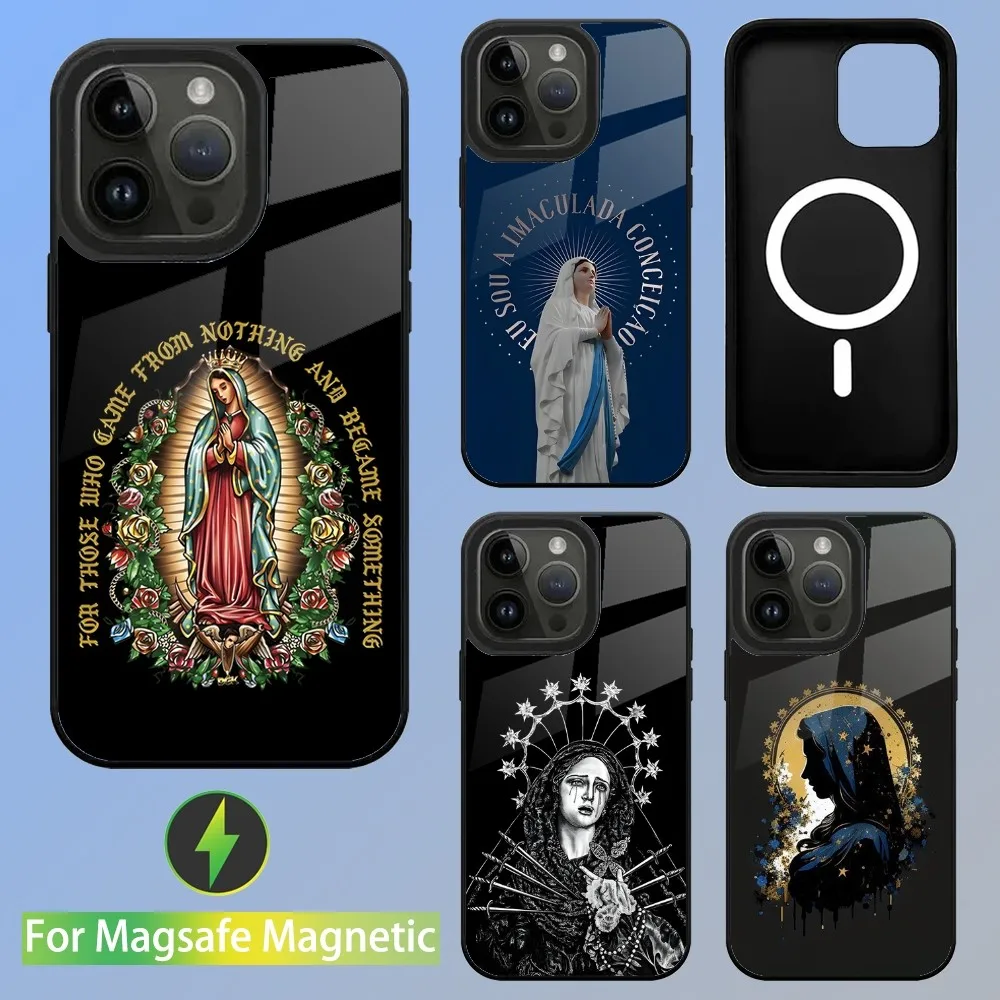 Virgen St.Mary Celestial Mother Phone Case For iPhone 16,15,14,13,12,11,Plus,Pro,Max Mini Magsafe Magnetic Wireless Charging