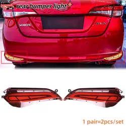 For Toyota Vios Yaris Ativ 2017 2018 2019 1Pair Rear Bumper Light Rear Tail Light LED Reflector Auto Brake Lights 2 Functions