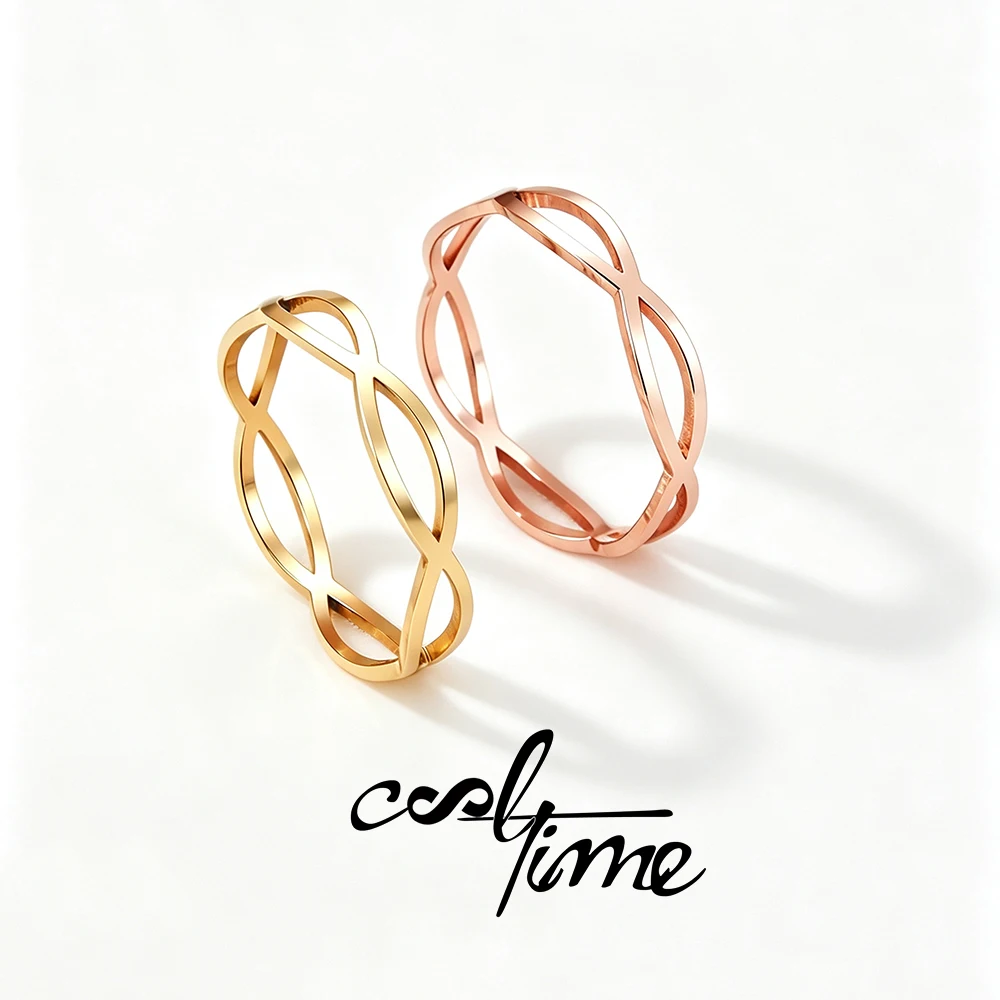 CoolTime Minimalist Lnfinity Symbol Rings For Women Stainless Steel Gold Color Never Fade Couple Finger Jewelry 2026 Wholesale