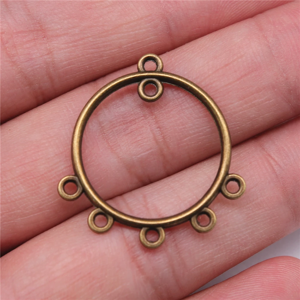 WYSIWYG 10pcs 30x28mm Round Earrings Connector For Earring Making Antique Silver Color Round Earrings Connector Charm Finding