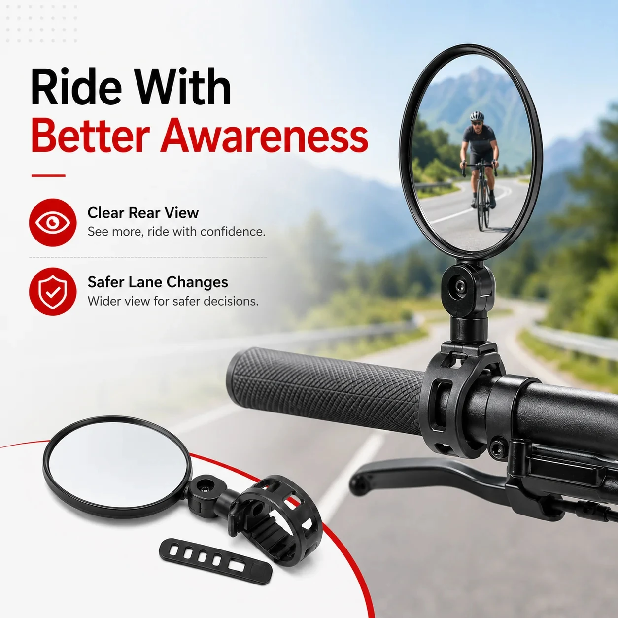 2/4PCS MTB Bicycle Handlebar Convex Rear View Mirror Adjustable Mountain Bike 5cm Small Round Rearview for Cycling Accessory