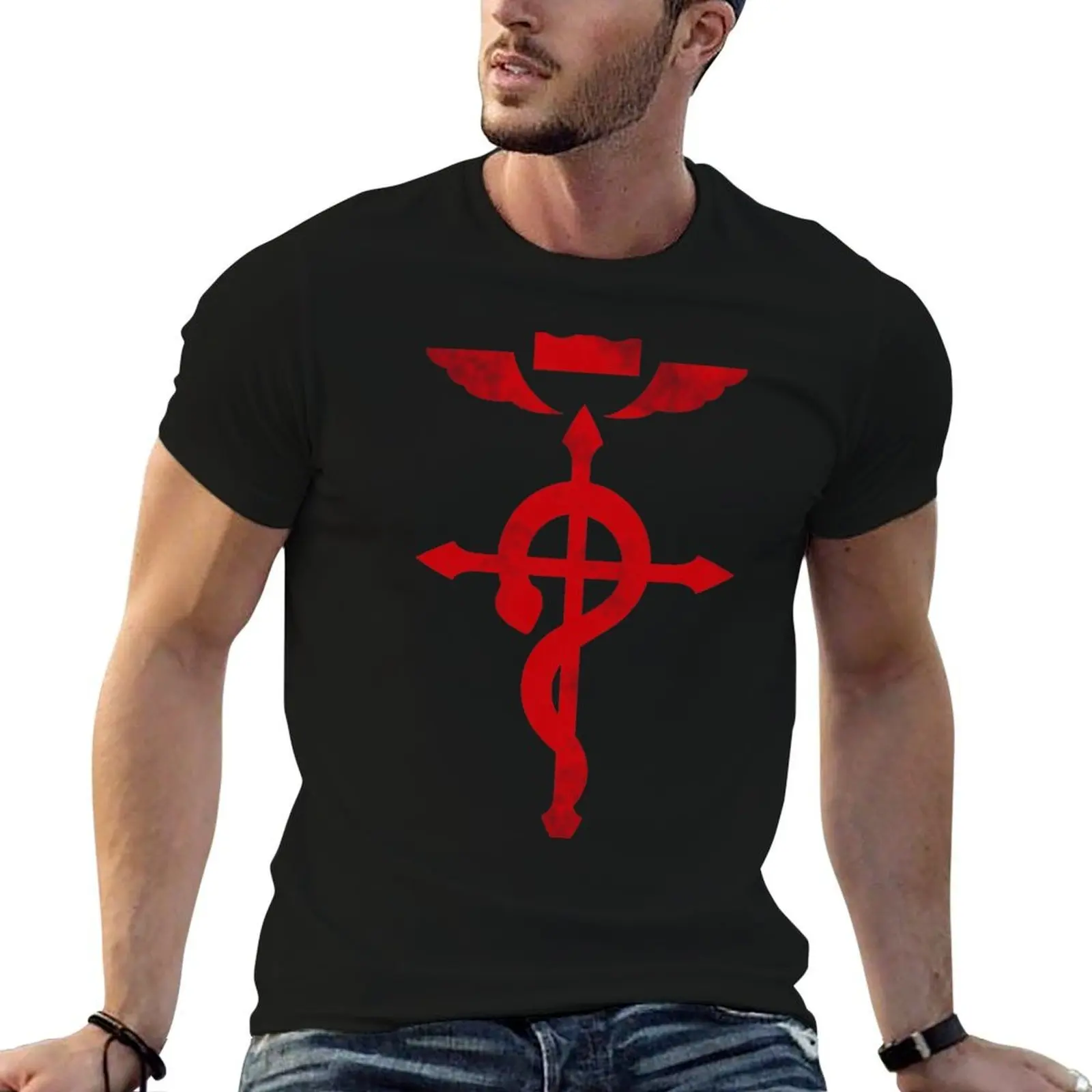 Fullmetal Alchemist Red Logo T-Shirt t shirt man casual man t shirts graphic t shirts for man cotton soft T-shirt