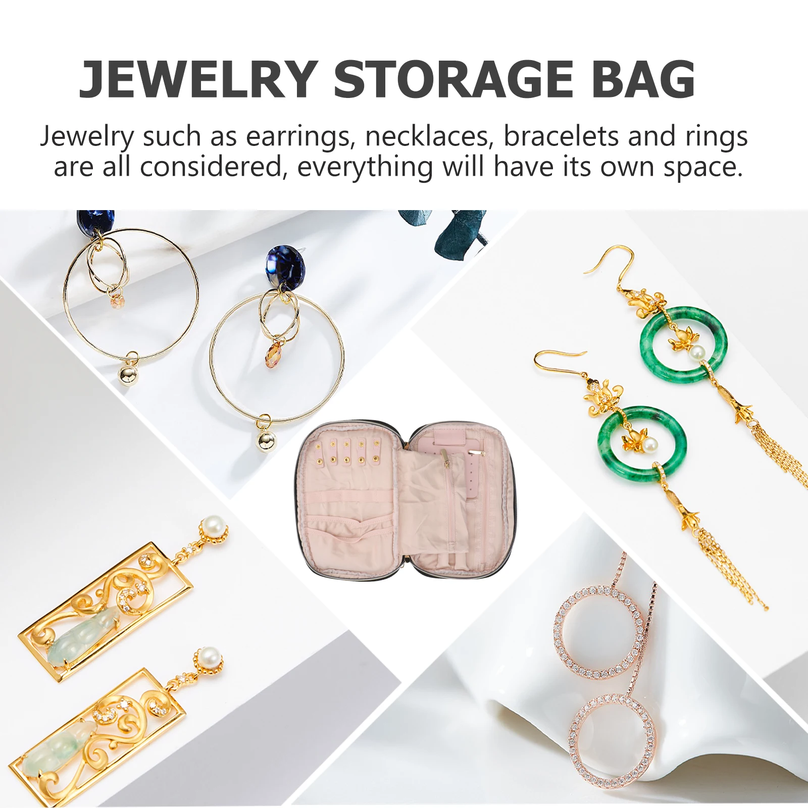 

1Pcs Jewelry Organizer Storage Bag Large Capacity Lightweight Zipper Purse Portable for Travel Earrings Necklaces Bracelets