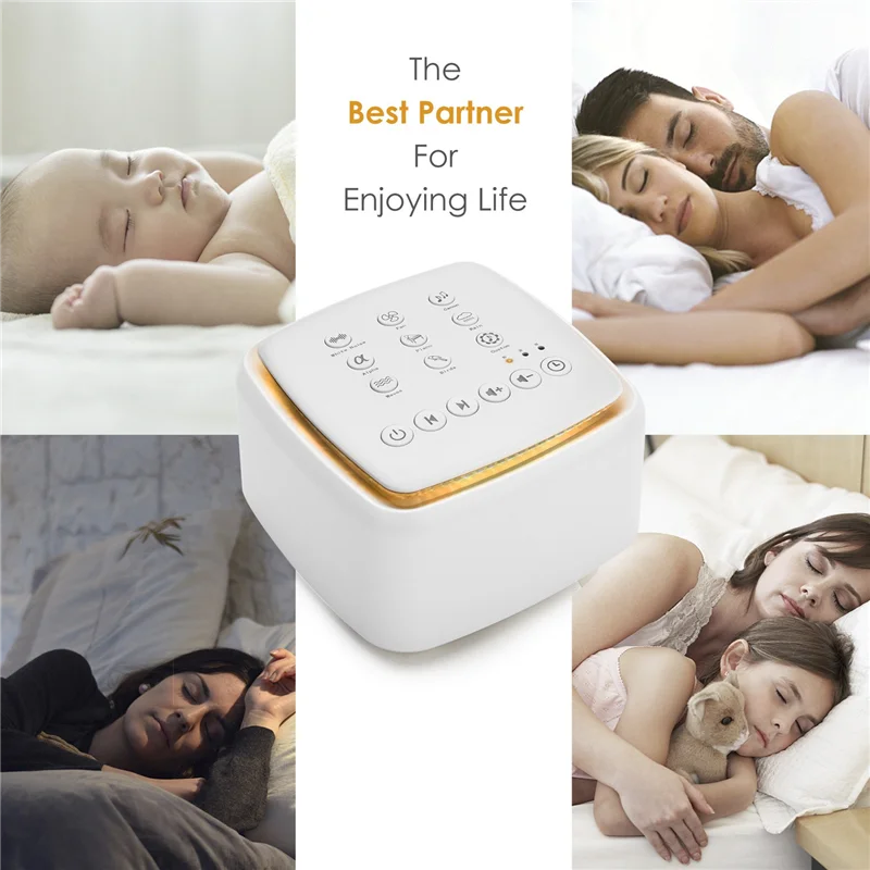 A19Q-White Noise Machine,Rechargeable Sound Machine For Baby Adults,30 Soothing Sounds And Warm Light For Sleeping