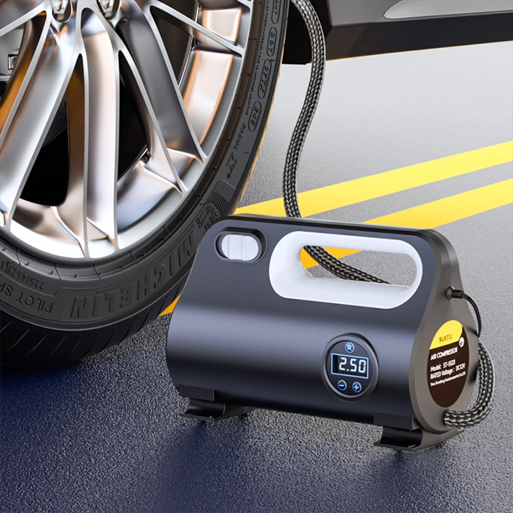 

Tire Inflator Portable Air Compressor, Wireless Air Pump For Car Tires, Pressure Display Tire Pump With Emergency LED Light