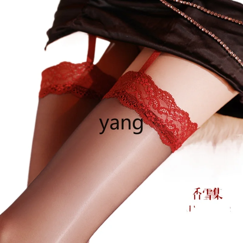 

CX thigh socks one-piece sexy suspenders ultra-thin black and red stockings