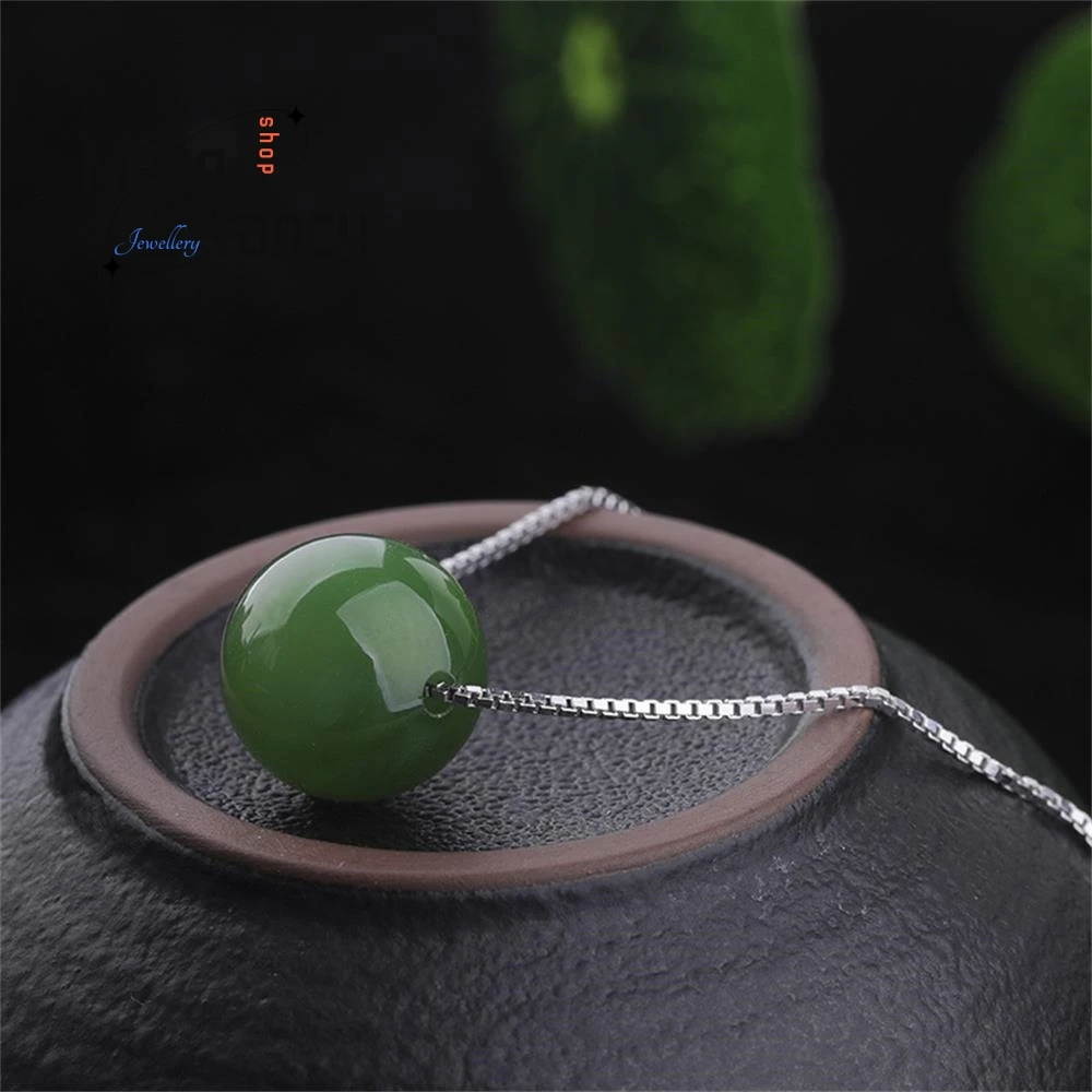 S925 Silver Chain Natural Hetian jasper Pendant Sexy Young Girls Fashion Fine Jewelry Best Selling Holiday Gift Collarbone Chain