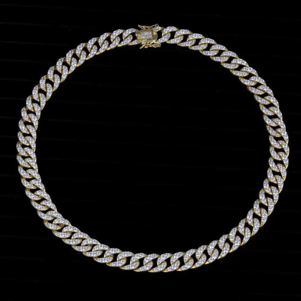 Amuse 925 Sterling Silver Vvs Moissanite Hip Hop High Quality Miami Cuban Link Gold Plated Cuban Link Chain Necklace