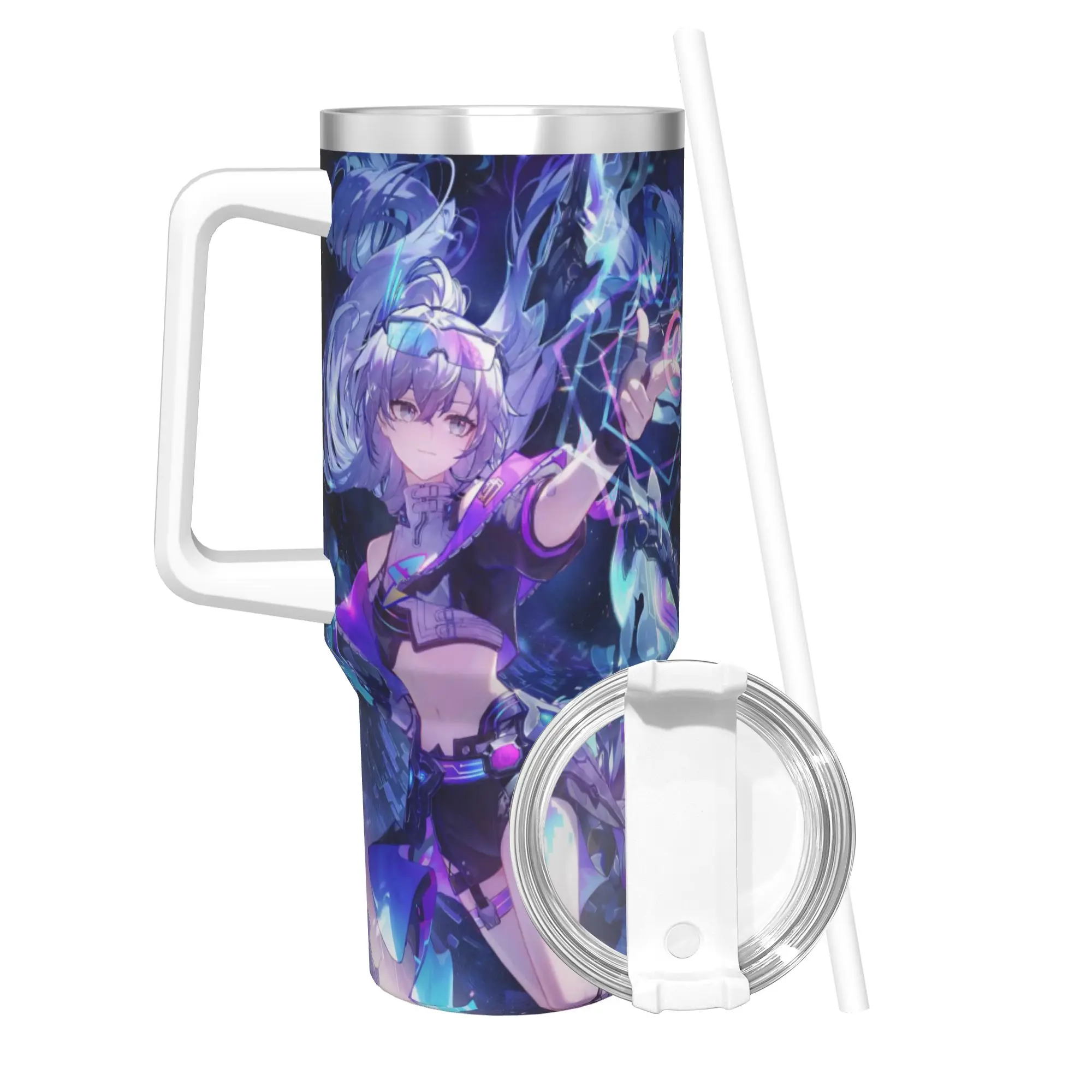Honkai Star Rail Tumbler With Straw  Stainless Steel Mug Cups Double Wall Vacuum Insulated for Cold Or Hot 40oz