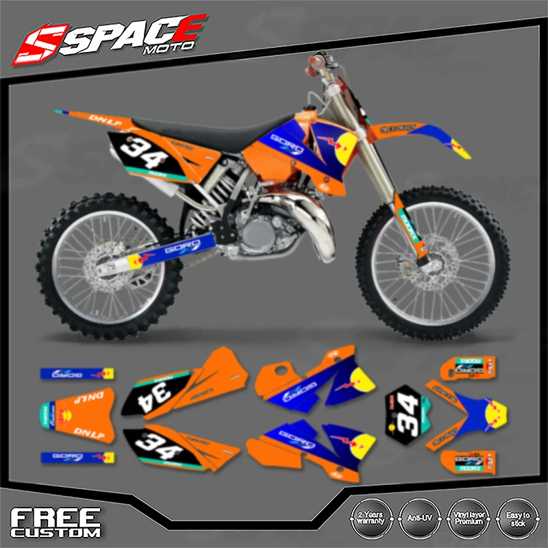 

SPACE индивидуальная мотоциклетная графическая фоновая наклейка для KTM 2003 2004 SX SXF 125 250 300 350 450 2004 EXC наклейки наборы наклеек 10