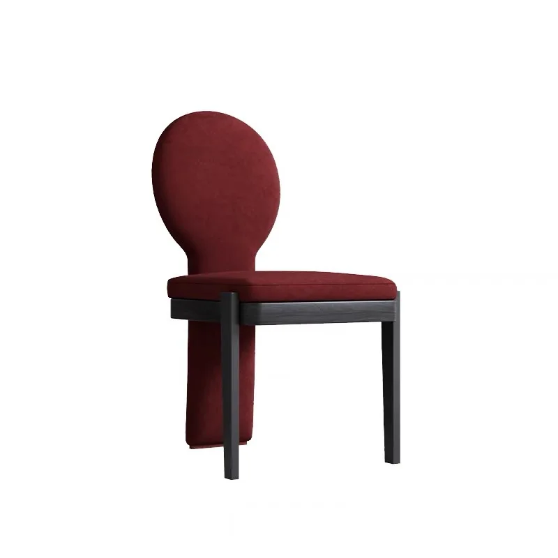 

Medieval designer retro French light luxury high-end home backrest small red chair restaurant dining table and chairs
