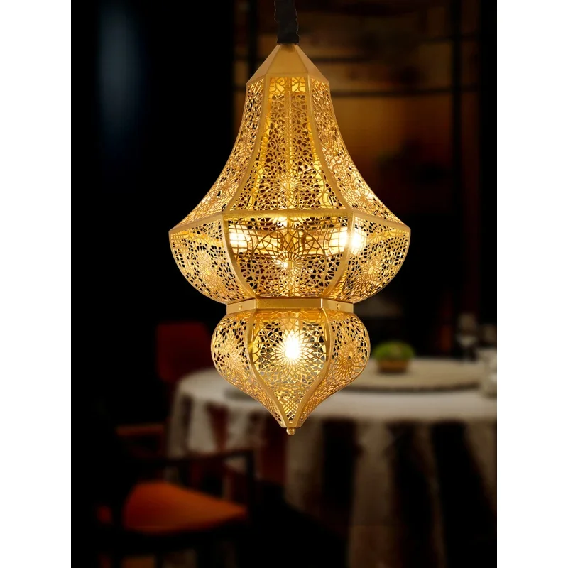 Southeast Asian Vintage Exotic Pendant Lights LED E27 Gold Lustre Thai Design Moroccan Lamp Art Decor Restaurant Studio Club Bar
