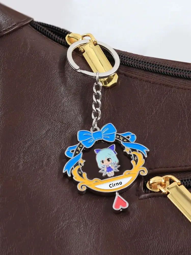 Zero Rotating Keychain Spinning Ghost Dog Keyring Kawaii Anime Metal Blue Bow Pendant Bag Decor Gift for Kids Friends view 5