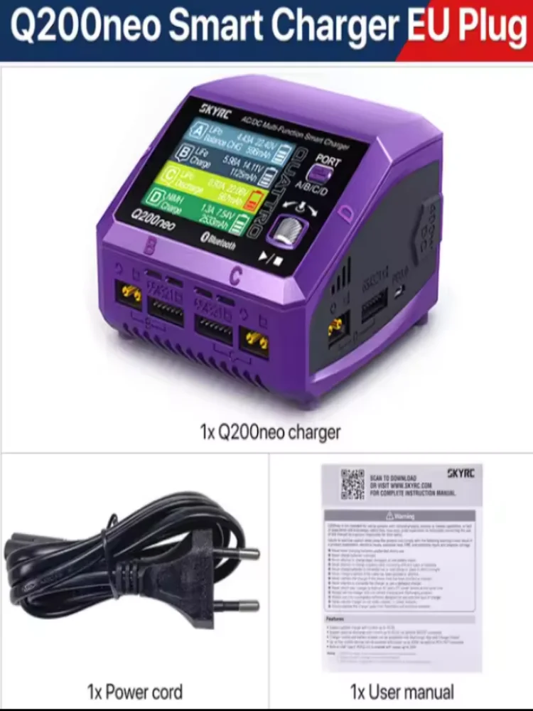 SkyRC Q200neo 4-channel intelligent balanced Charger AC200W DC400W 4 Output Ports AC/DC Smart power supply Charger