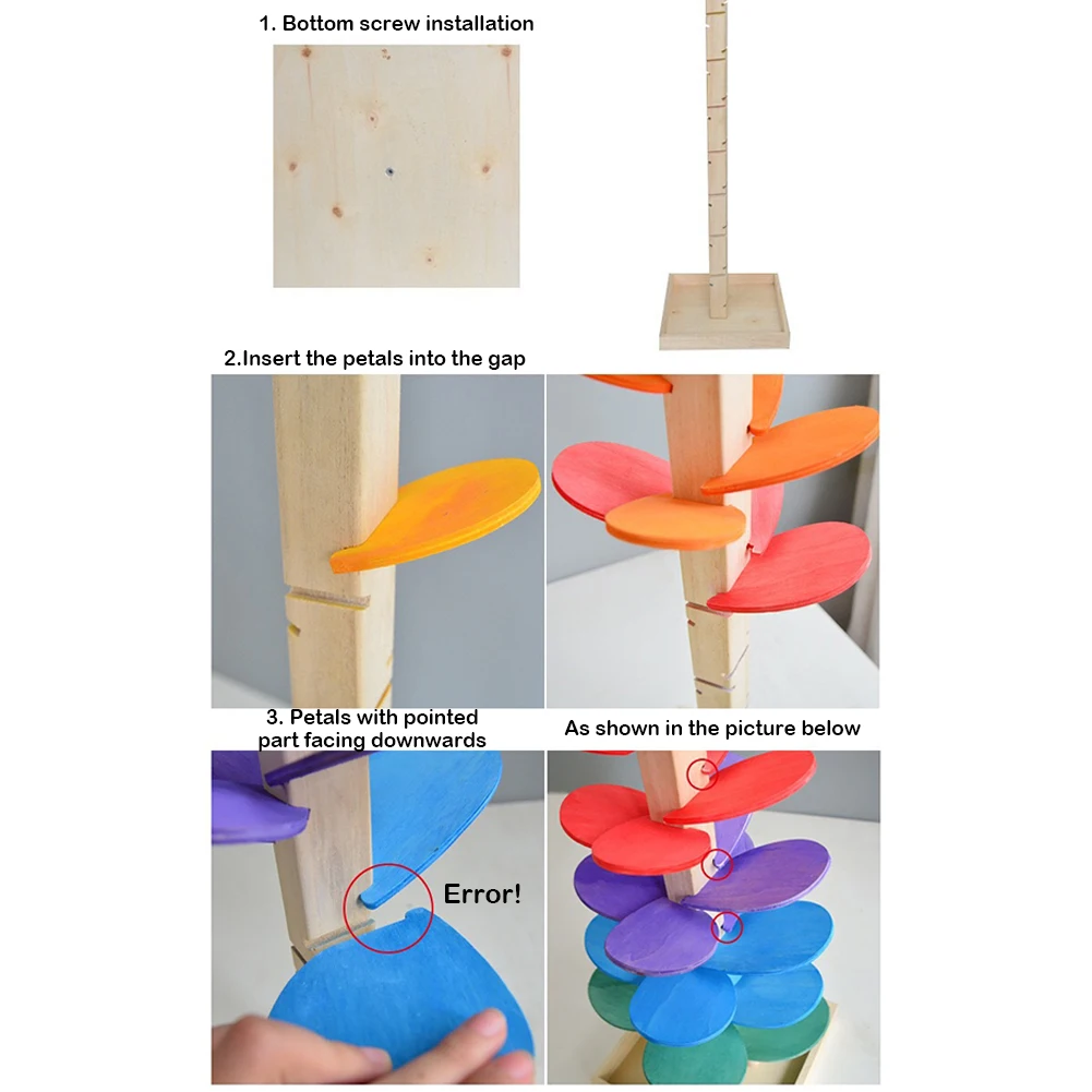 Arbre Musical boule de marbre, blocs de construction de piste de course, jouets éducatifs d'apprentissage Montessori pour enfants, arbres sonores de musique arc-en-ciel