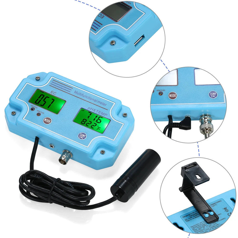 3 in 1 pH/EC/TDS/TEMP Meter rilevatore d\'acqua Multi-parametro Digital Tri-Meter Monitor multifunzione della qualità dell\'acqua