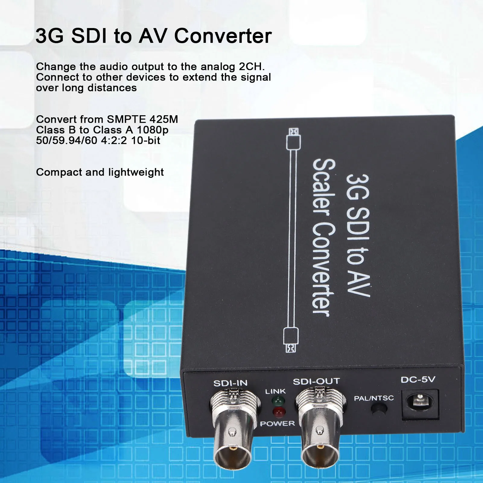 

3G SDI to AV Converter SDI to PAL NTSCM Video Converter for Camera Home Theater AC 3G SDI to AV Converter SDI to CVBS Converter