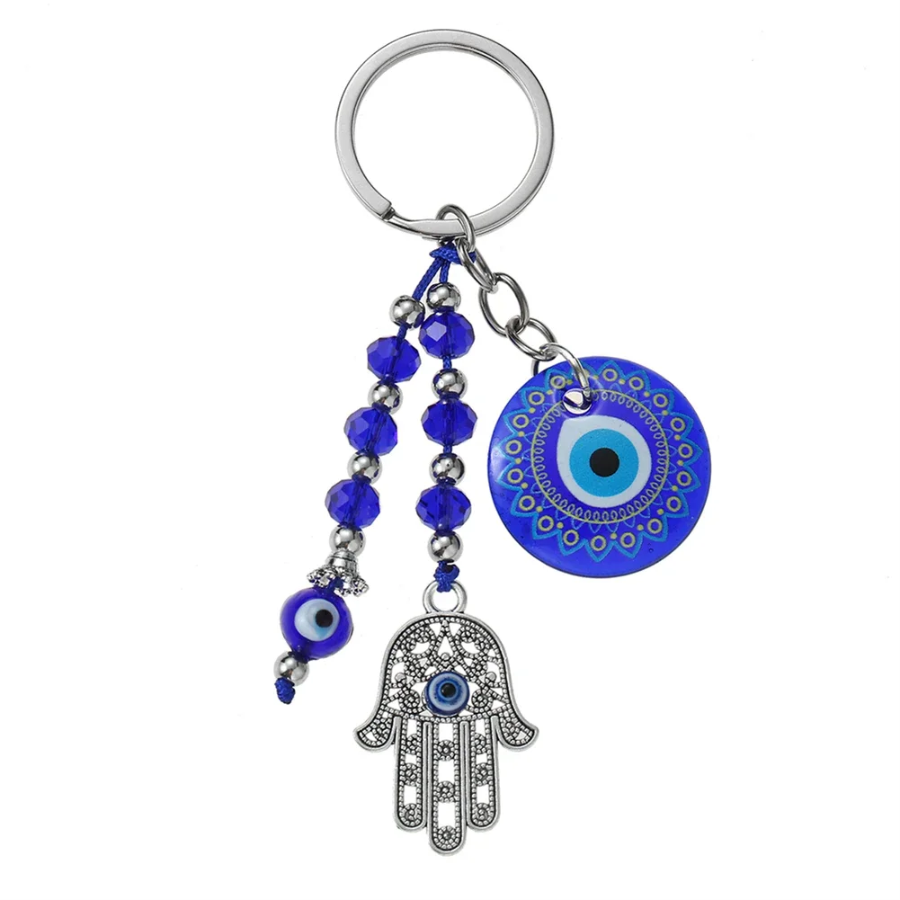 

2024 Fashion Crystal Blue Evil Eyes Hand Keychain for Women Charms Keychain Pendent Key Chain Alloy Tassel Car Key Chain